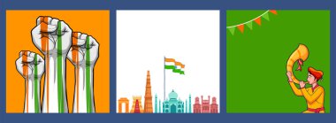 illustration of abstract tricolor banner with Indian flag for 15th August Happy Independence Day of India clipart