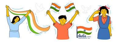 illustration of abstract tricolor banner with Indian flag for 15th August Happy Independence Day of India clipart