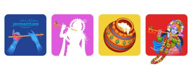 Shri Krishna Janmashtami kutlaması için Hindistan 'ın dini festival arka planında Tanrı Krishna' nın resmi