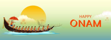 Güney Hindistan Kerala 'nın Mutlu Onam festivali için Onam' daki yılan teknesi yarışının resmi.