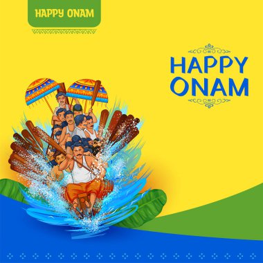 illustration of snakeboat race in Onam celebration background for Happy Onam festival of South India Kerala clipart