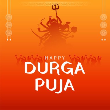 Durga Puja Subh Navratri 'deki Tanrıça Durga' nın resmi.