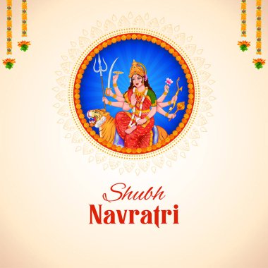 Sherawali Maa 'nın Mutlu Durga Puja Subh Navratri Hint dini festivali geçmişi.