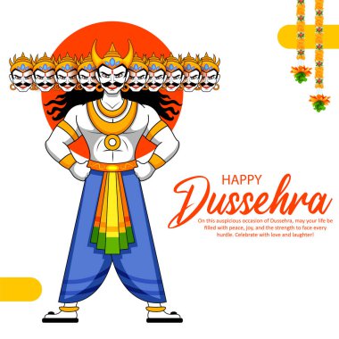 Ravana 'nın Dussehra için hazırladığı Navratri festivali için on başlı resmi.