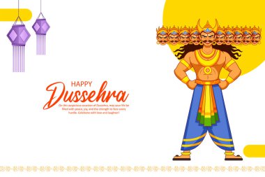 Ravana 'nın Dussehra için hazırladığı Navratri festivali için on başlı resmi.