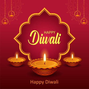 Hindistan 'ın ışık festivali için Mutlu Diwali Tatil arka planında yanan diya' nın bir gösterimi