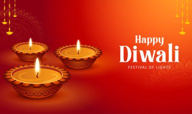 Hindistan 'ın ışık festivali için Mutlu Diwali Tatil arka planında yanan diya' nın bir gösterimi