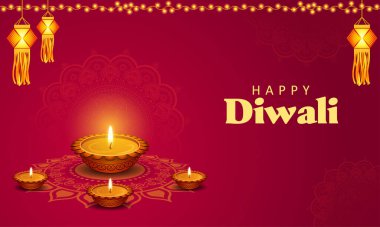 Hindistan 'ın ışık festivali için Mutlu Diwali Tatil arka planında yanan diya' nın bir gösterimi