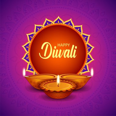 Hindistan 'ın ışık festivali için Mutlu Diwali Tatil arka planında yanan diya' nın bir gösterimi