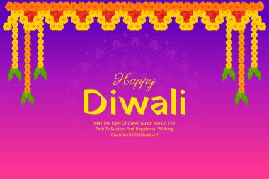Mutlu Diwali için çiçek desenli toran, Dussehra Düğün Davetiyesi Hint Tatil Festivali arka plan şablonu