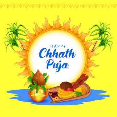 illustration of Happy Chhath Puja Holiday background for Sun festival of India clipart