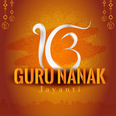 illustration of Happy Gurpurab, Guru Nanak Jayanti festival of Sikh celebration background with religious Sikhism sign clipart