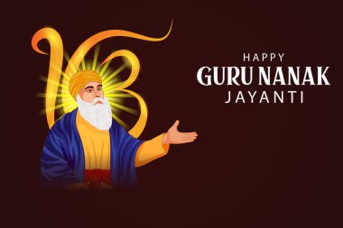 illustration of Happy Gurpurab, Guru Nanak Jayanti festival of Sikh celebration background with religious Sikhism sign clipart