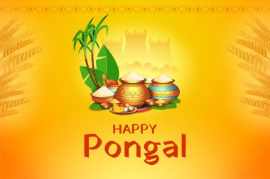 Tamil Nadu Güney Hindistan 'daki Mutlu Pongal Tatil Hasat Festivali' nin resmi