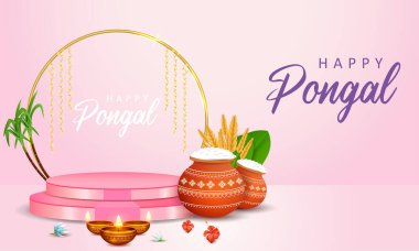 illustration of Happy Pongal Holiday Harvest Festival of Tamil Nadu South India greeting background clipart