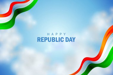 Hindistan Cumhuriyet Günü 'nün 26 Ocak' ı için üç renkli Hint bayrağı.