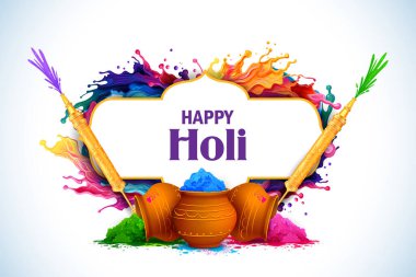 Renkler festivali için soyut renkli sıvı serpintilerinin gösterimi. Hindistan 'ın Mutlu Holi arkaplanı selamlar.