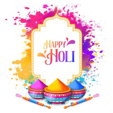Hindistan renk festivali için Mutlu Holi arkaplan tasarımı için soyut renkli sıçrama resmi tanıtım ve reklam afişi için tebrik kutlaması