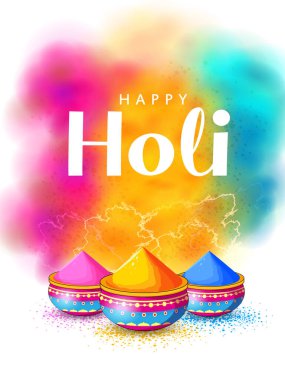Hindistan renk festivali için Mutlu Holi arkaplan tasarımı için soyut renkli sıçrama resmi tanıtım ve reklam afişi için tebrik kutlaması