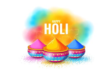 Hindistan renk festivali için Mutlu Holi arkaplan tasarımı için soyut renkli sıçrama resmi tanıtım ve reklam afişi için tebrik kutlaması