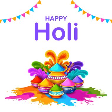 Hindistan renk festivali için Mutlu Holi arkaplan tasarımı için soyut renkli sıçrama resmi tanıtım ve reklam afişi için tebrik kutlaması