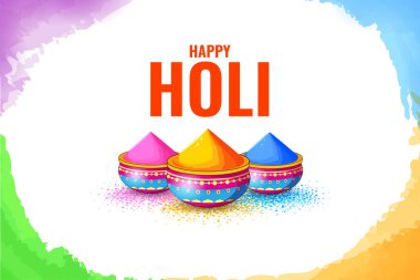 Hindistan renk festivali için Mutlu Holi arkaplan tasarımı için soyut renkli sıçrama resmi tanıtım ve reklam afişi için tebrik kutlaması