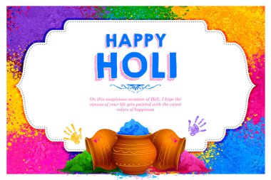 Hindistan renk festivali için Mutlu Holi arkaplan tasarımı için soyut renkli sıçrama resmi tanıtım ve reklam afişi için tebrik kutlaması