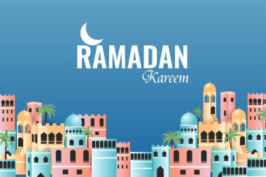 Ramazan Kareem 'in resmi İslam için cömert Ramazan bayramı kutlaması aydınlatılmış lambayla
