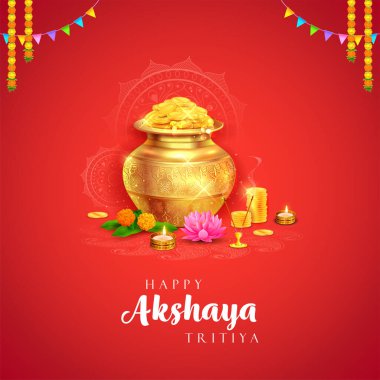 Mutlu Akshaya Tritiya dini Hint festivali için arka plan çizimi