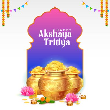 Mutlu Akshaya Tritiya dini Hint festivali için arka plan çizimi