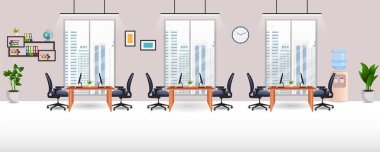 Modern İş Ofisi İç mimari tasarımı. Hiç kimse iş yerinde birlikte çalışamaz.