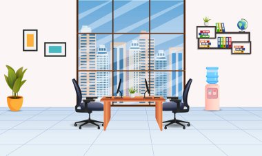 Modern İş Ofisi İç mimari tasarımı. Hiç kimse iş yerinde birlikte çalışamaz.