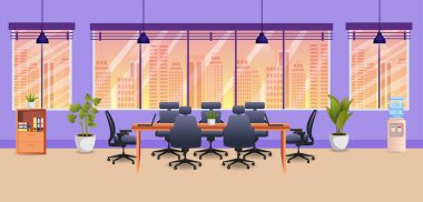 Modern İş Ofisi İç mimari tasarımı. Hiç kimse iş yerinde birlikte çalışamaz.