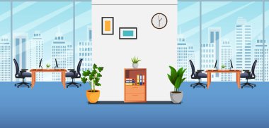 Modern İş Ofisi İç mimari tasarımı. Hiç kimse iş yerinde birlikte çalışamaz.