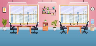 Modern İş Ofisi İç mimari tasarımı. Hiç kimse iş yerinde birlikte çalışamaz.