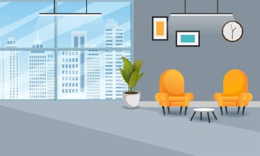 Modern İş Ofisi İç mimari tasarımı. Hiç kimse iş yerinde birlikte çalışamaz.