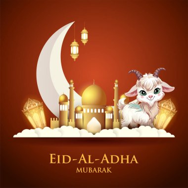 Kurban Bayramı 'nı kutlayan koyunların resmi Mutlu Bakra Kimliği İslam' ın kutsal festivali