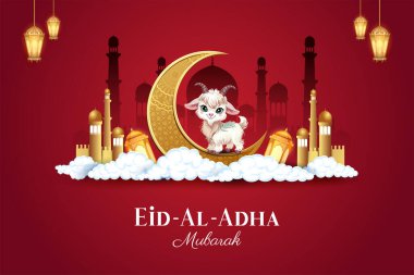 Kurban Bayramı 'nı kutlayan koyunların resmi Mutlu Bakra Kimliği İslam' ın kutsal festivali