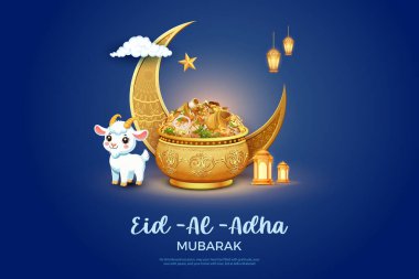 Kurban Bayramı 'nı kutlayan koyunların resmi Mutlu Bakra Kimliği İslam' ın kutsal festivali