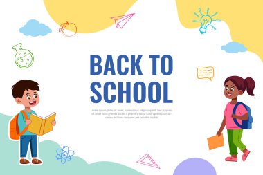 Okula Dönüş konsepti için eğitim geçmişi olan çocukların çizimi