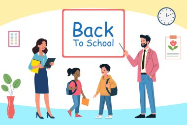 Okula Dönüş konsepti için eğitim geçmişi olan çocukların çizimi