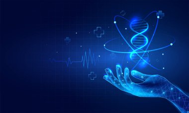 Kapak tasarımı afişi, el ilanı ve poster için modern tıp bilimi arka plan şablonu çizimi