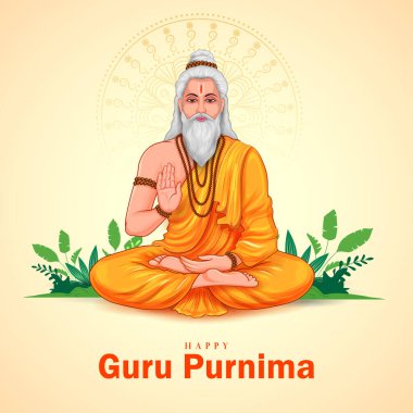 Mutlu Guru Purnima festivali için dini bayram arka planının bir gösterimi Hindistan 'da kutlandı