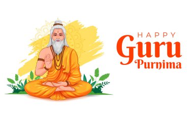 Mutlu Guru Purnima festivali için dini bayram arka planının bir gösterimi Hindistan 'da kutlandı