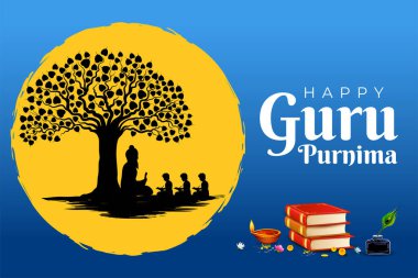 Mutlu Guru Purnima festivali için dini bayram arka planının bir gösterimi Hindistan 'da kutlandı