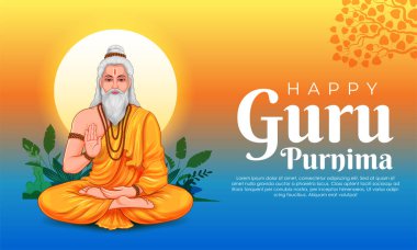 Mutlu Guru Purnima festivali için dini bayram arka planının bir gösterimi Hindistan 'da kutlandı