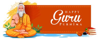 Mutlu Guru Purnima festivali için dini bayram arka planının bir gösterimi Hindistan 'da kutlandı
