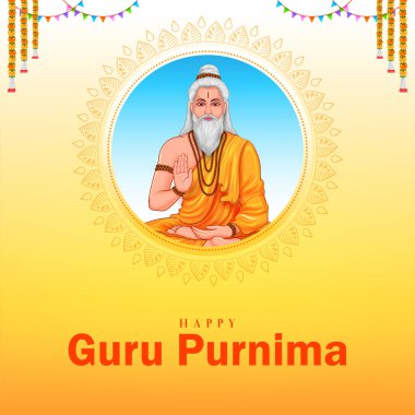 Mutlu Guru Purnima festivali için dini bayram arka planının bir gösterimi Hindistan 'da kutlandı