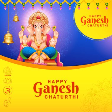 Ganesh Chaturthi festivali için Ganpati arka planının çizimi