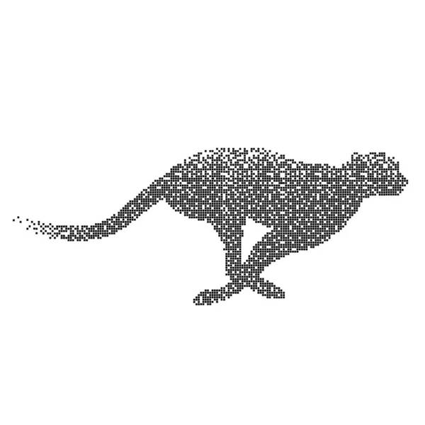 Running Cheetah Made Particles Vector Illustration — Stock Vector